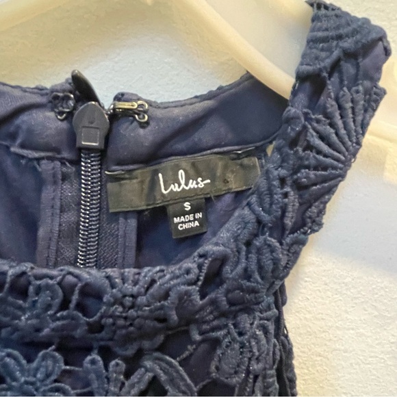 Lulus Love Poem Navy Blue Lace Halter Mini Dress Size Small - Picture 4 of 5